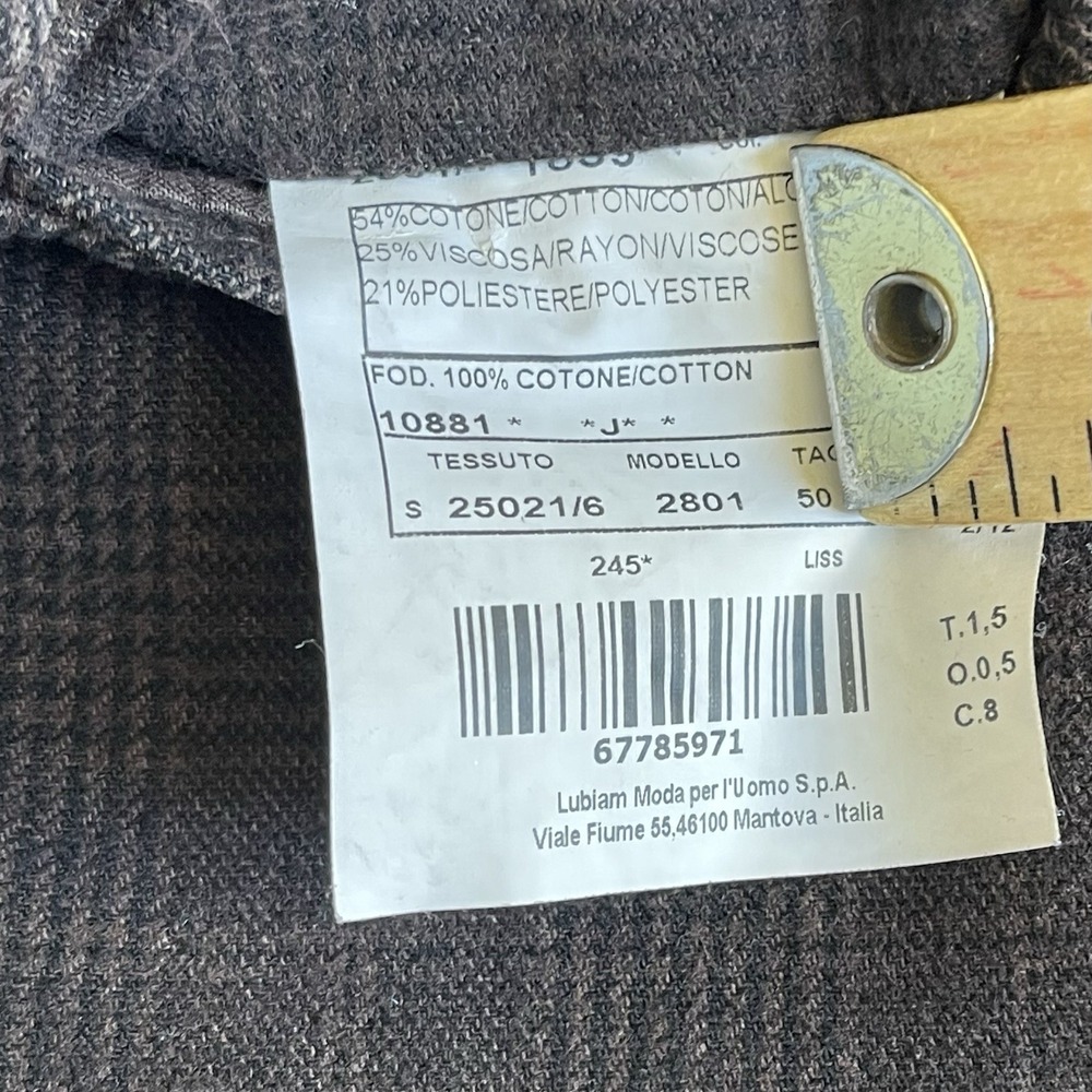 L.B.M 1911 Tailored Sport Coat Brown Glen Plaid Italy Cotton IT 50 US 40R - Picture 10 of 11